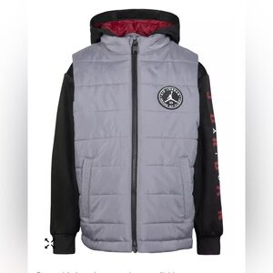 Nike Jordan Little Boys Hooded 2Fer Puffer Jacket sz 3/4